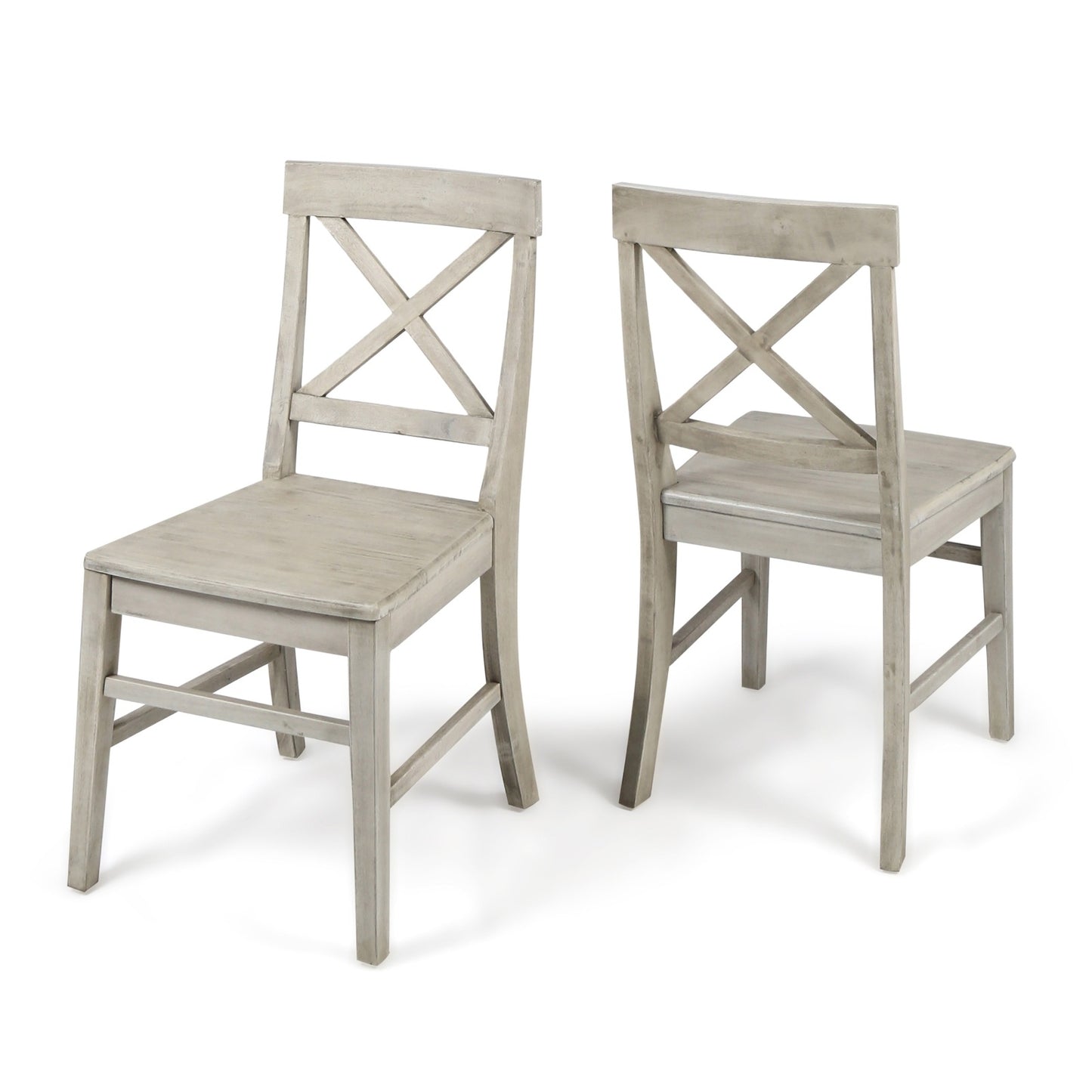 US Local Acacia Wood Dining Chairs, Light Grey Wash, 21D X 17.75W X 35.5H Inch Set Of 2