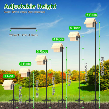 US Local 1 Set  79.92in Bird House Pole Kit Height Adjustable Bird Feeder Pole Mount Kit Heavy Duty Bird House Pole Set With 5 Prongs Base For Bird House Bird Feeder House Not Included