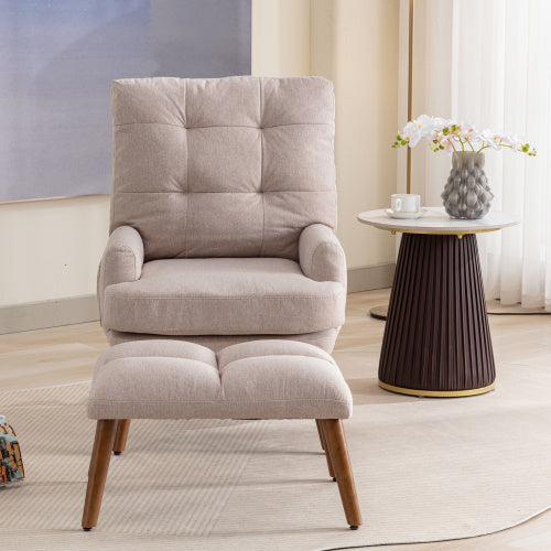 UK Local Lounge Chair With Footrest, 5-stage Adjustable Backrest, Tiltable, Chair With Side Pockets