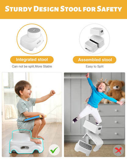 US Local Padded 2-Step Step Stool, 2-Step Footstool - Step Stool Non-slip, Portable, Space-saving Design For Bathroom, Kitchen, Bedroom, Classroom - Easy To Clean, Sturdy And Comfortable