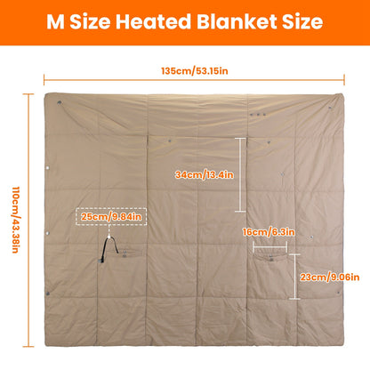 US Local USB Heated Blanket Electric Heated Poncho Shawl Wrap Throw With Zipper Arm Holes Pocket 3 Heating Levels 6 Zones 5V 2A Machine Washable For Home Office Outdoor