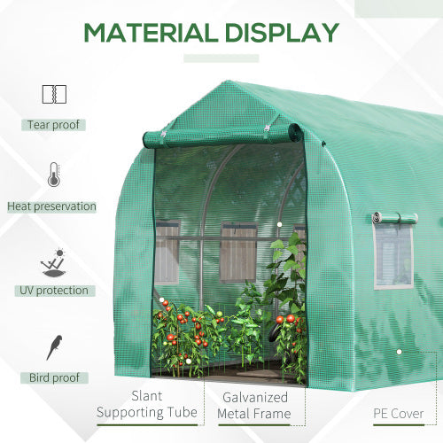 UK Local Outsunny Polytunnel Greenhouse With Windows And Door, Walk In Greenhouse For Garden, Backyard 4 X 2 M