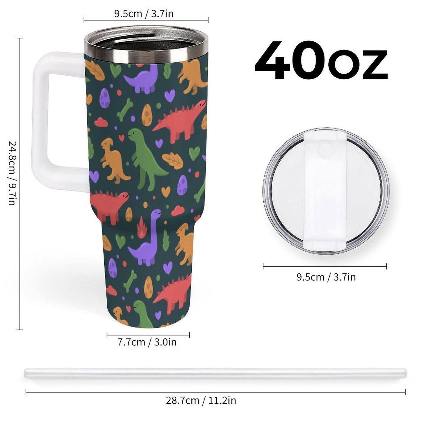 PHDT00515 POD US Local Tumbler 40oz Large Capacity Car Cup Cartoon, Dinosaur