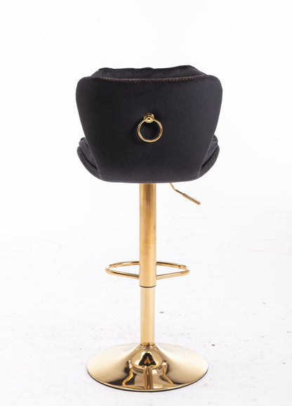 US Local Set Of 2 Bar Stools Chrome Base, Swivel, Adjustable Height, Velvet