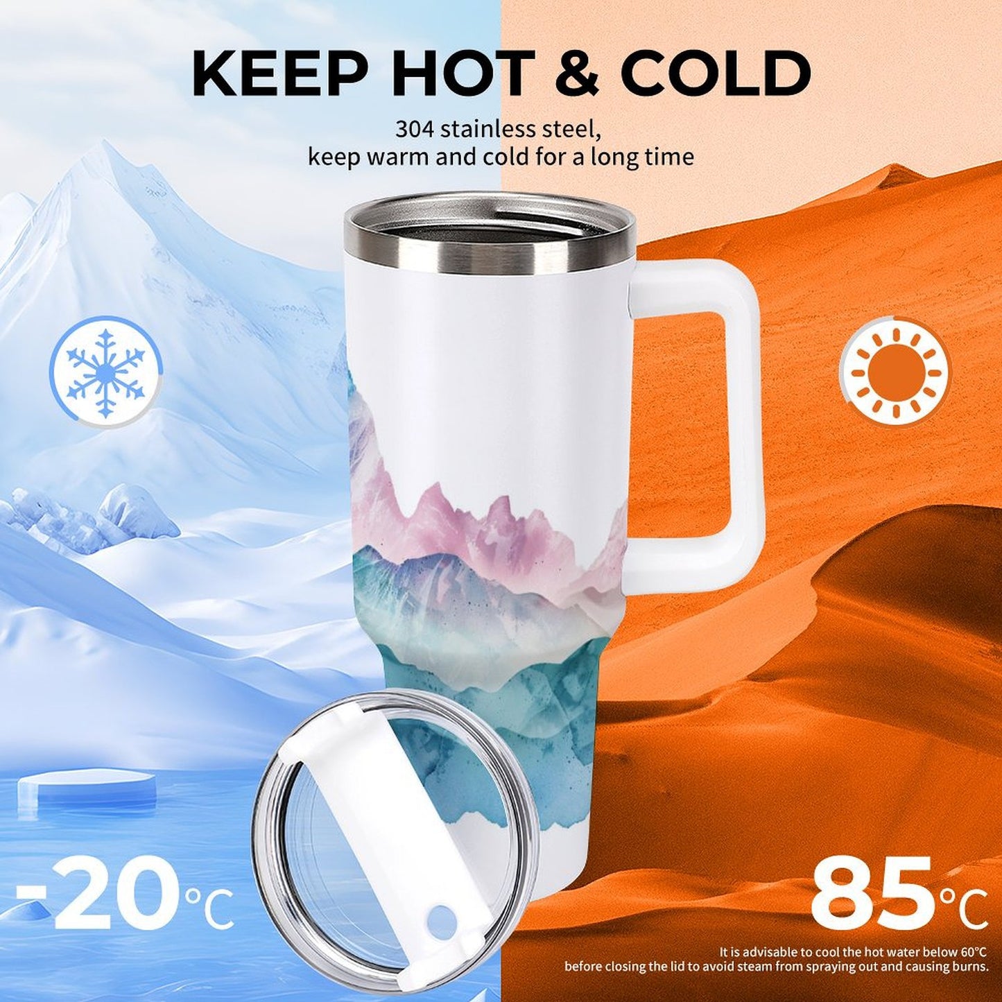 PHDT00213 POD US Local Tumbler 40oz Large Capacity Car Cup Landscape, Ink Painting