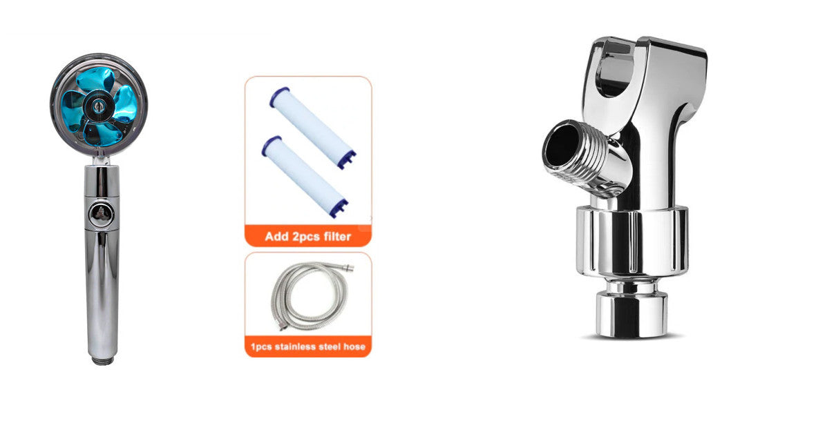 US Local Shower Head Water Saving Flow 360 Degrees Rotating With Small Fan ABS Rain High Pressure Spray Nozzle Bathroom Accessories