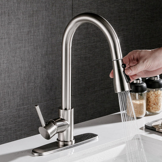 USA Local Pull-out Hot And Cold Household Kitchen And Dishwashing Brushed Copper Sink Faucet