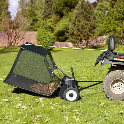 US Local VEVOR Tow-Behind Lawn Sweeper 42-inch Leaf Yard Collector 12 Cu.ft. Adjustable