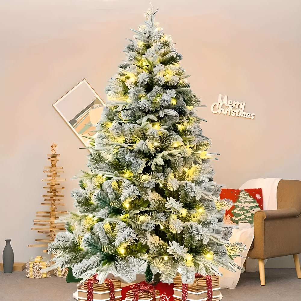 US Local 1 Piece Of 180cm - Tall White Flocked Christmas Tree, Thickened And Densified, With Lights