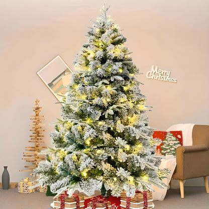 US Local 1 Piece Of 180cm - Tall White Flocked Christmas Tree, Thickened And Densified, With Lights