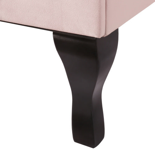 UK Local Upholstered Bed With Slatted Frame And Headboard, 4ft6 Double Bed,135x190,Upholstered Bed With Height-adjustable Headboard, Youth Bed, Wooden Slat Support, Easy Assembly, Velvet, Pink