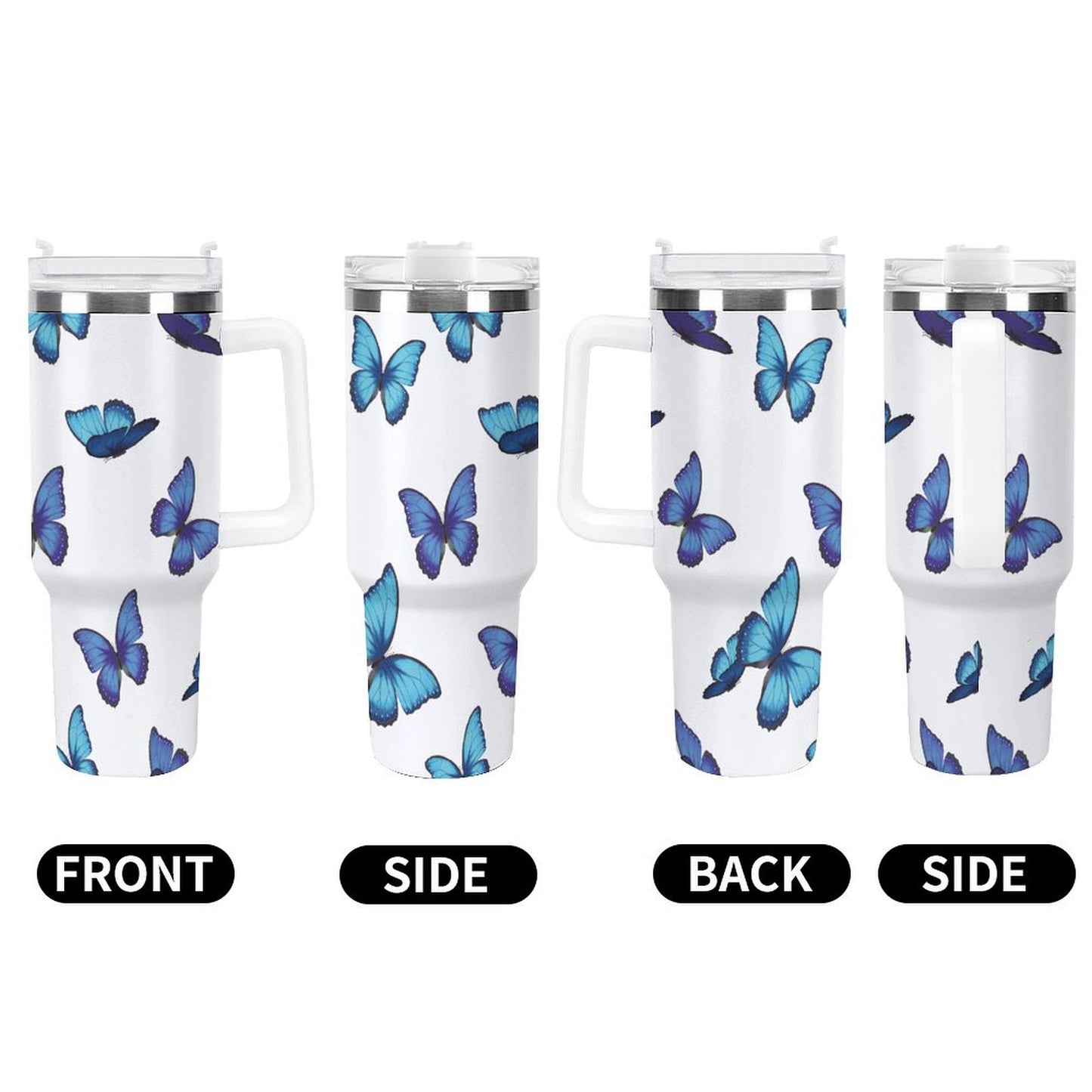PHDT00504 POD US Local Tumbler 40oz Large Capacity Car Cup Blue Morpho Butterfly