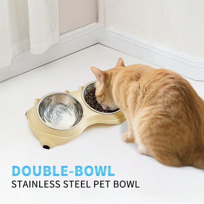 US Local Double Stainless Steel Pet Bowl Set, Macaron Colors, Non-Slip Base And Easy To Clean For Cats And Dogs, Indoor And Outdoor Use