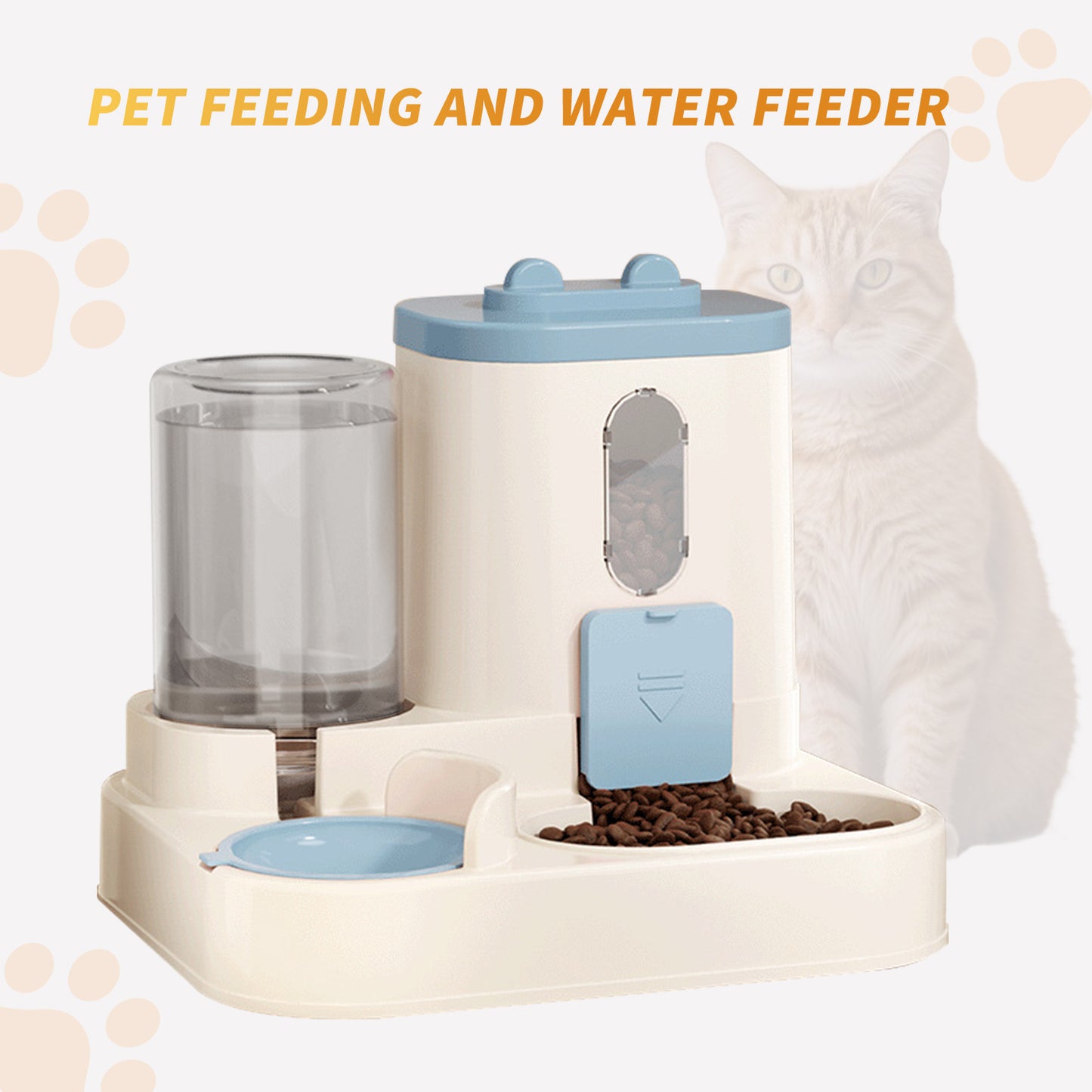 US Local Fully Automatic 2in1 Cat Food Dispenser - Integrated Water And Food Feeding System - Cute Water Dispenser