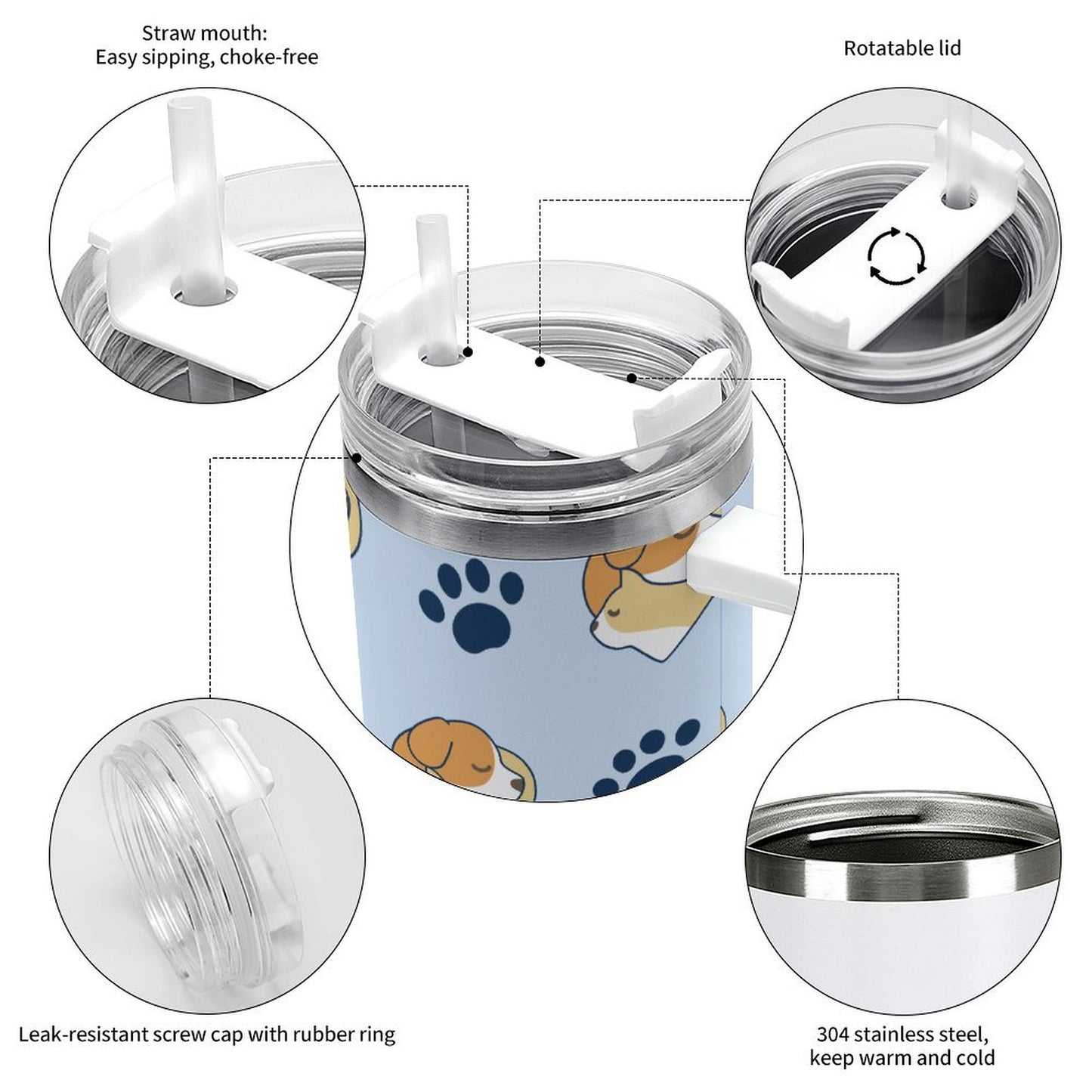 PHDT00357 POD US Local Tumbler 40 oz Large Capacity Car Cup Dog Cat Love Pet Paw