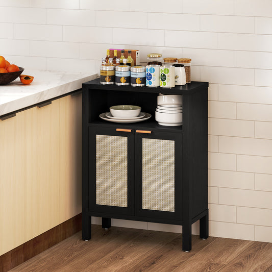 US Local Sideboard Buffet Cabinet With Storage, Modern Accent Cabinet With Adjustable Shelf, Coffee Bar Cabinet, Distressed Black