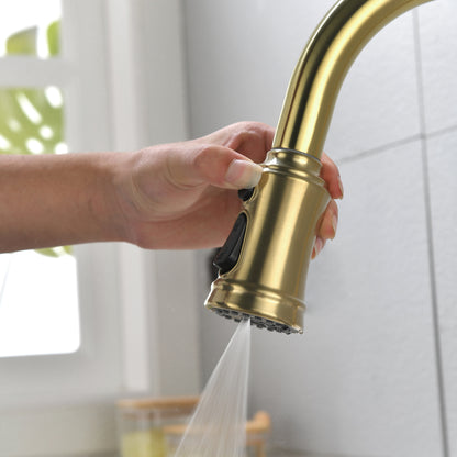 US Local Single Handle High  Pull Out Kitchen Faucet, Single-stage Stainless Steel Kitchen Sink Faucet, With Pull Down Spray