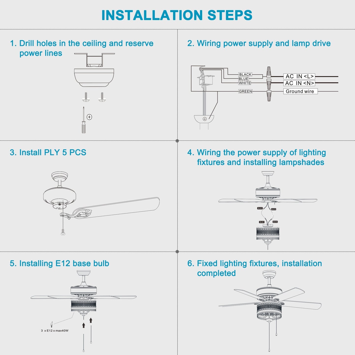 US Local 3-Light Chrome Drum Shade LED Ceiling Fan Remote, Traditional Farmhouse Rustic Industrial Bohemian Country Cottage Transitional Glam For Home, Kitchen, Living Room