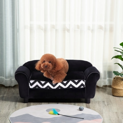 UK Local PawHut Dog Sofa Bed For XS-Sized Dogs, Cat Sofa With Soft Cushion, Pet Chair Lounge With Washable Cover, Removable Legs, Wooden Frame