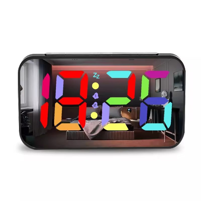 US Local LED Mirror Large Display Table Clock, Suitable For Bedroom, Home, Living Room, Office