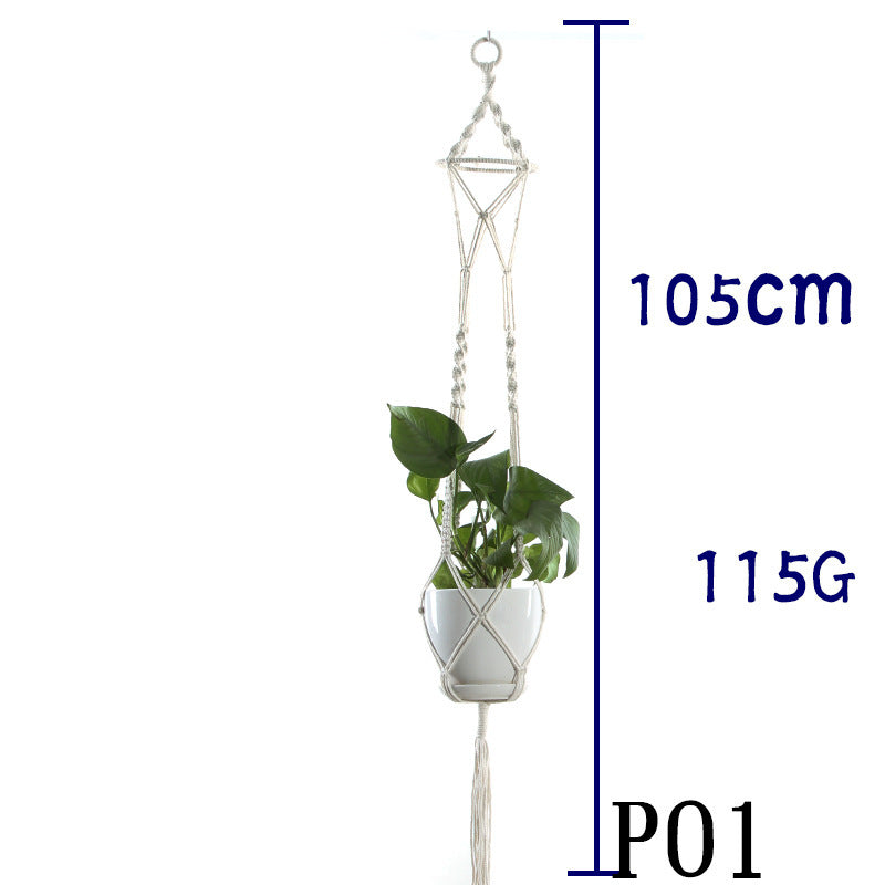 US Local Flower Pot Net Bag Beige Cotton Rope Indoor Plant Hanger Hanging Basket Sling