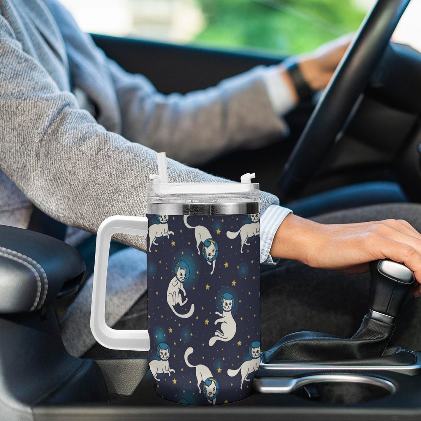 PHDT00455 POD US Local Tumbler 40 oz Large Capacity Car Cup Starry Sky, Cat, Universe