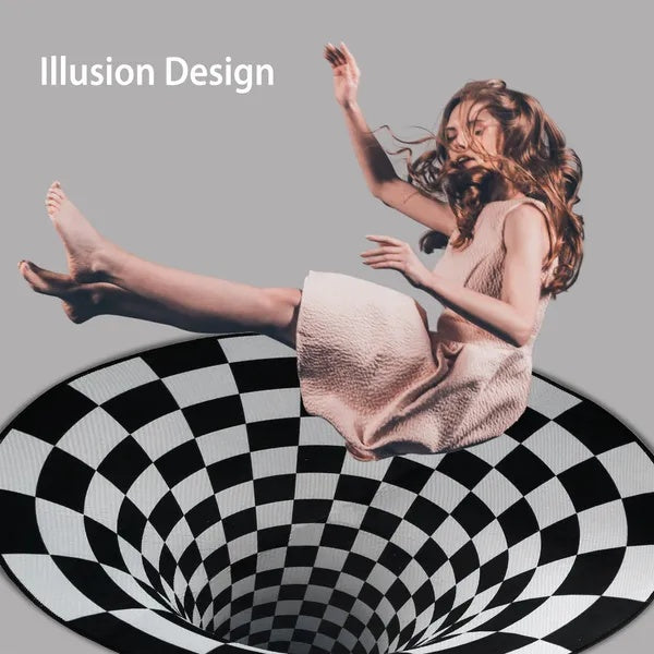 US Local 3D Visual Floor Area Mat Anti-slip Illusion Rug Doormat Round Living Room Carpet Mat