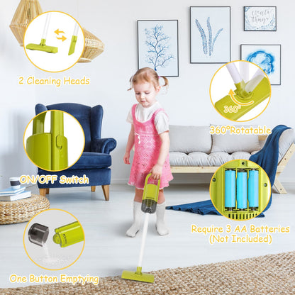 US Local Set Of 14Pcs Kids Cleaning Toy Set Toddler Housekeeping Pretend Play Kit With Vacuum Cleaner Broom Mop Organization Stand For Boys Girls Aged 3 4 5