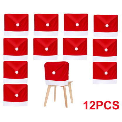 US Local 4pcs 12pcs Christmas Chair Covers Santa Hat Chair Covers Christmas Chair Back Covers