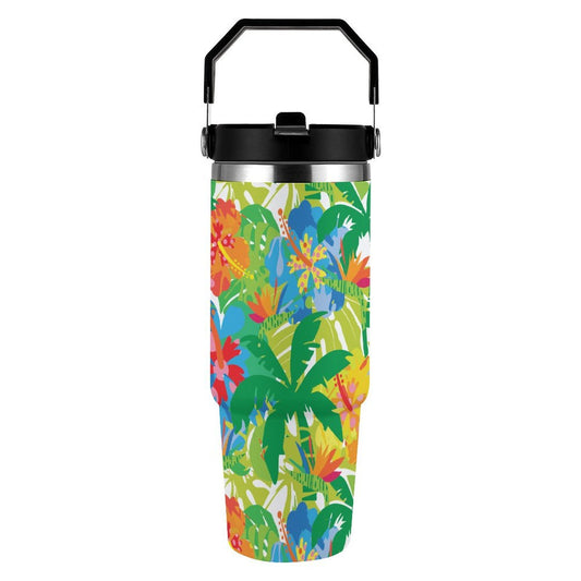 POD US Local Tumbler 30oz Large Capacity Car Cup Tropical, Rainforest Style