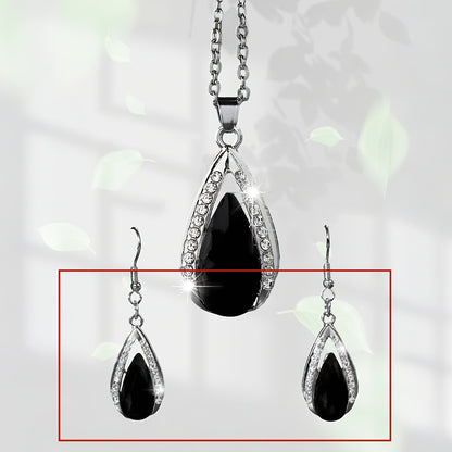 Black Red Teardrop Glass Pendant Necklace And Earrings Suite In Stock Factory Wholesale