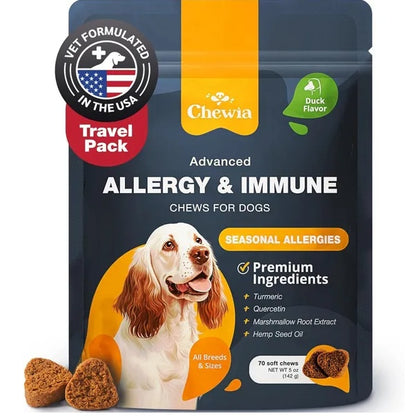 US Local Dog Allergy Relief Chews – Anti-Itch Skin & Coat Support with Salmon Oil | Seasonal Allergy Relief, Hot Spot & Immune Health Supplement for Dogs