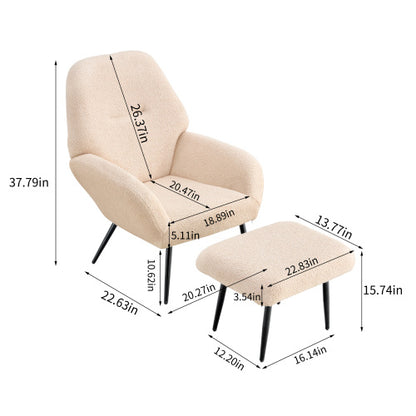 US Local Light Luxury Single Sofa Modern Simple Living Room Balcony Leisure Sofa Chair,white