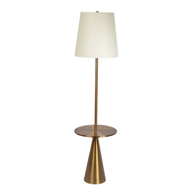 US Local Celestial Modern Floor Lamp With Brass Accent Table With Large White Shade