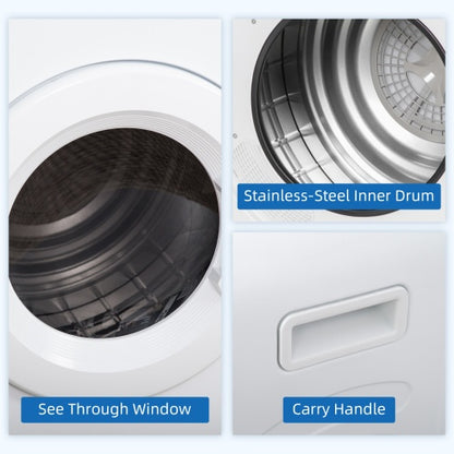 US Local HOMCOM Portable Clothes Dryer, 120V 1300W Compact Laundry Dryer With Intelligent Drying, 3.2 Cu.ft Stainless Steel Drum, Front Load Electric Dryer For Apartments, Dorms, RVs, White