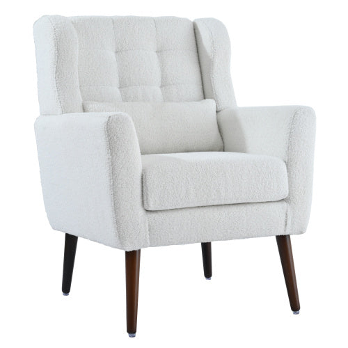 US Local Modern Upholstered Chairs, Teddy Fabric Living Room Chairs, Comfortable Reading Chairs, Medieval Upholstery Chairs, Chaise Longues Armchairs For Living Room Bedrooms - White