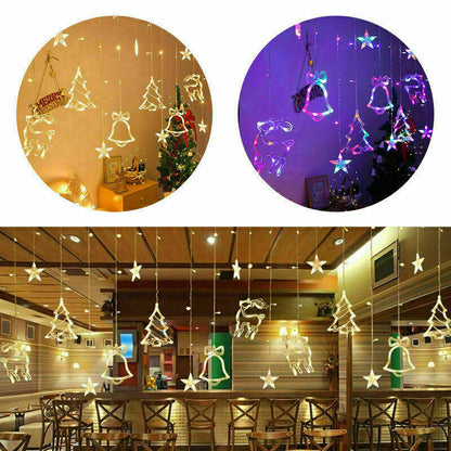 US Local LED Fairy String Window Curtain Lights Star Christmas Xmas Party Home Indoor