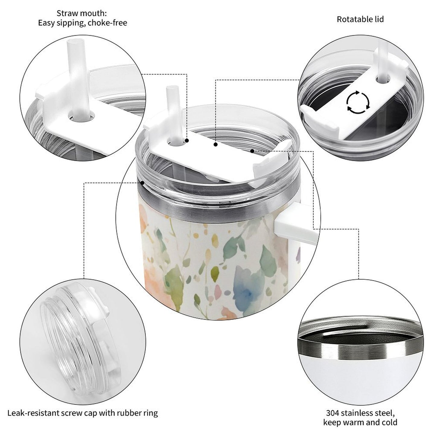 PHDT00376 POD US Local Tumbler 40 oz Large Capacity Car Cup Flowers, Watercolor, Spring, Warmth