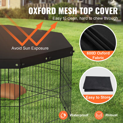 US Local VEVOR Dog Playpen, 8 Panels Foldable Metal Dog Exercise Pen With Top Cover, 24inch H Pet Fence Puppy Crate Kennel With Ground Stakes, Indoor Outdoor Dog Pen For Small Medium Pets, For Camping, Yard