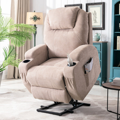UK Local Power Lift Recliner Chair Massage Chair For Elderly, Electric Lift Chair With Heat And Massage, Fabric Recliner Sofa With 2 Cup Holders, Side Pockets  Remote Control For Living Room