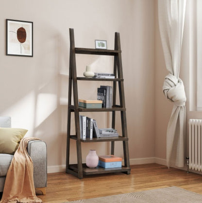 US Local 5 Tiers Of Shelves, Bookshelves, Storage Shelves, Bookshelves With Rubberwood Frames