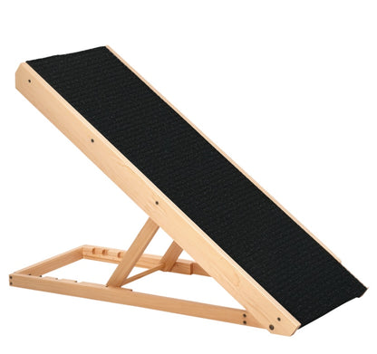 US Local Foldable Pet Ramp With Non-slip Carpet Height Adjustable Pine Wood For Dogs Cats Black