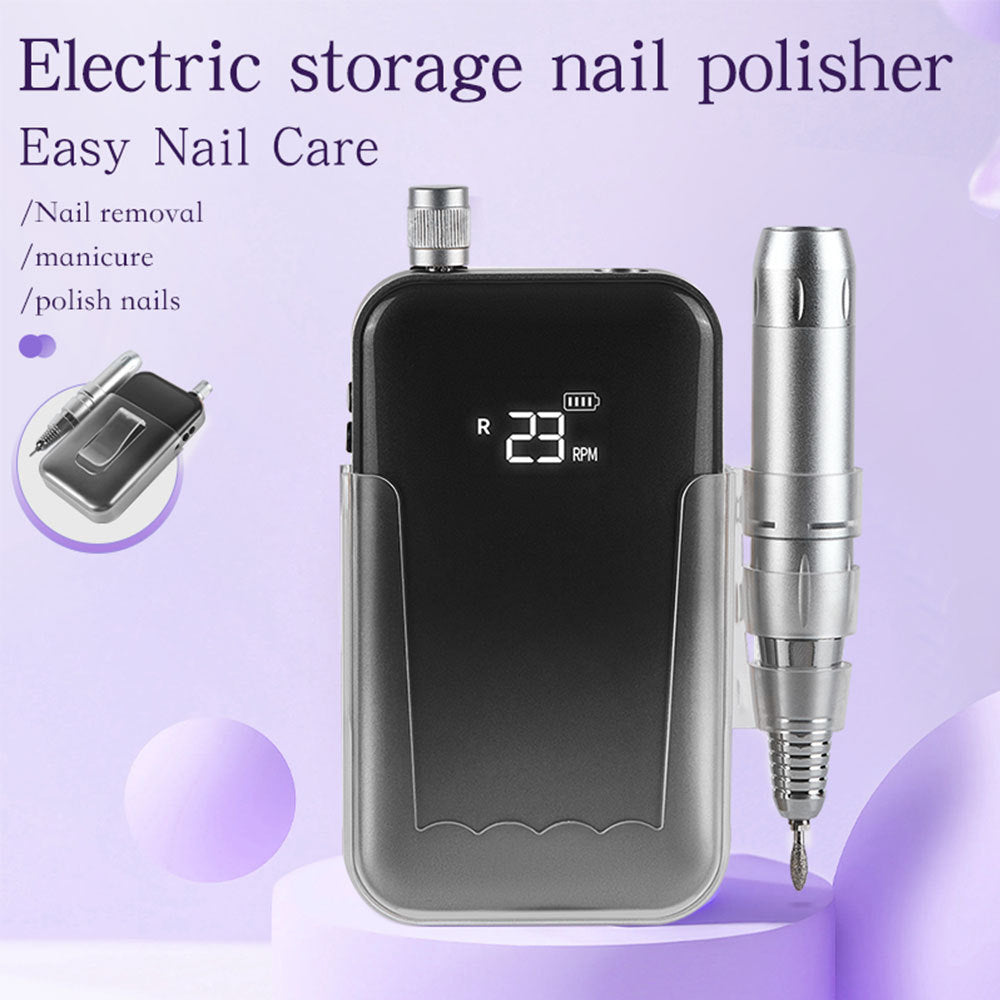 US Local Professional Electric Nail Drill, 45000 RPM Cordless Rechargeable E-File Machine, With 12 Bits, Sanding Bands, LCD Display For Acrylic Gel Nails