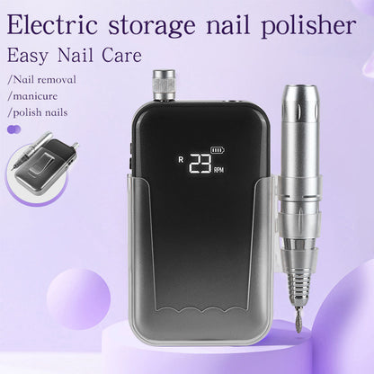 US Local Professional Electric Nail Drill, 45000 RPM Cordless Rechargeable E-File Machine, With 12 Bits, Sanding Bands, LCD Display For Acrylic Gel Nails