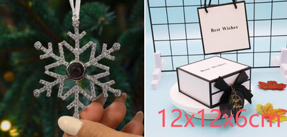 Thanksgiving Christmas Gift Snowflake Projection Necklace