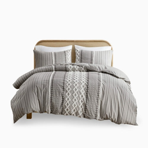 US Local Full Queen Cotton Printed Duvet Cover Set With Chenille