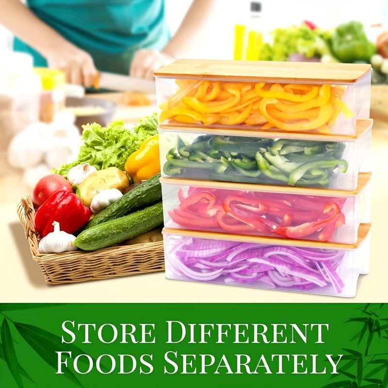 US Local Bamboo Cutting Board With Drawer, Including 4 Vegetable Cutters, 4 Trays With Lids, Container And Vegetable Peeler Set, Cutting Board, Kitchen Bamboo Cutting Board