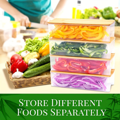 US Local Bamboo Cutting Board With Drawer, Including 4 Vegetable Cutters, 4 Trays With Lids, Container And Vegetable Peeler Set, Cutting Board, Kitchen Bamboo Cutting Board