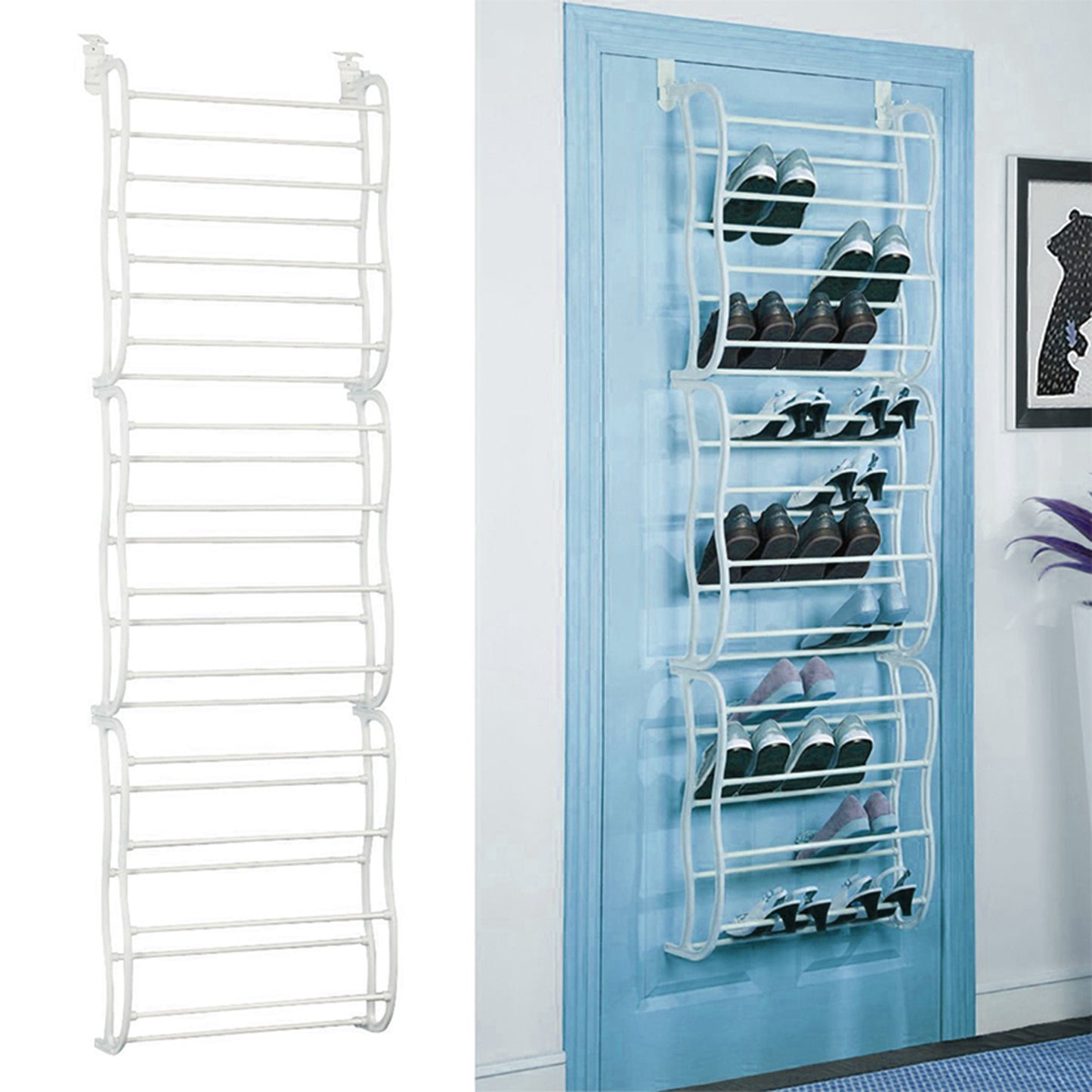 US Local 36 Pairs Over-The-Door Shoe Rack 12 Layers Wall Hanging Closet Shoe Organizer Storage Stand