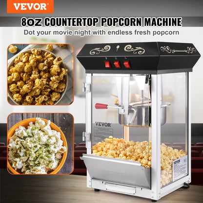 US Local Popcorn Popper Machine Countertop Popcorn Maker 850W 8 Oz 48 Cups Black